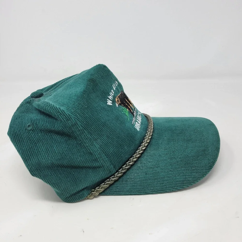 AJM International Green Corduroy White Birch Lodge Miramichi N.B. Snapback Hat